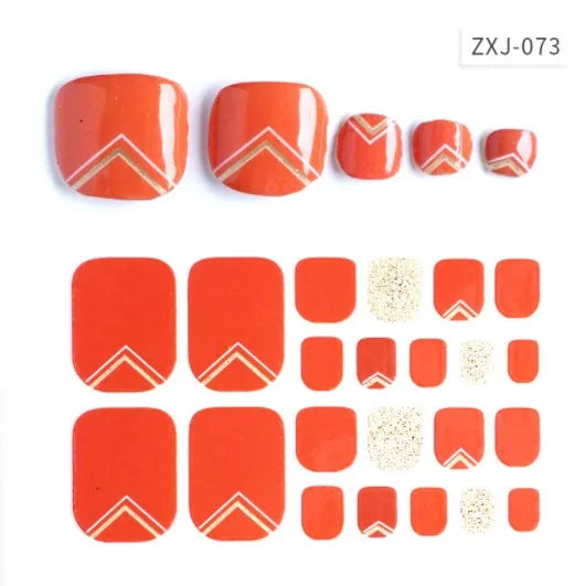 Toe Nail Art Sticker Tips Wraps Adhesive Decals Toenail Polish Strips DIY Pedicure Foot Decals Manicure Women - Glowing Love