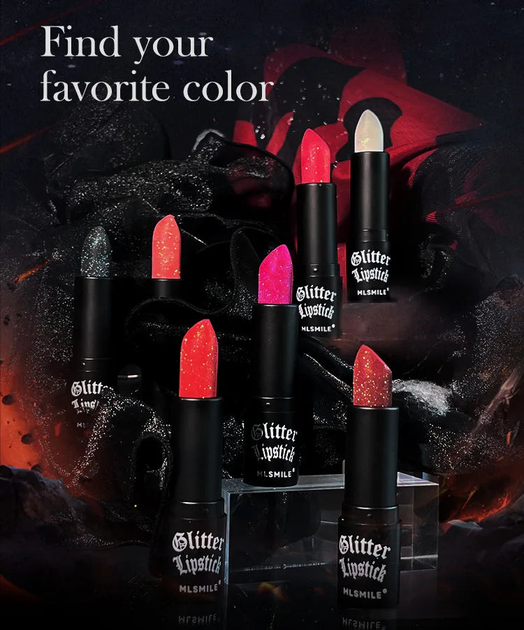 Waterproof Glitter Lipsticks Punk Style Nude Matte Not Fading Pearlescent Sexy Red Pink Velvet Lipsticks Lips Makeup Cosmetic