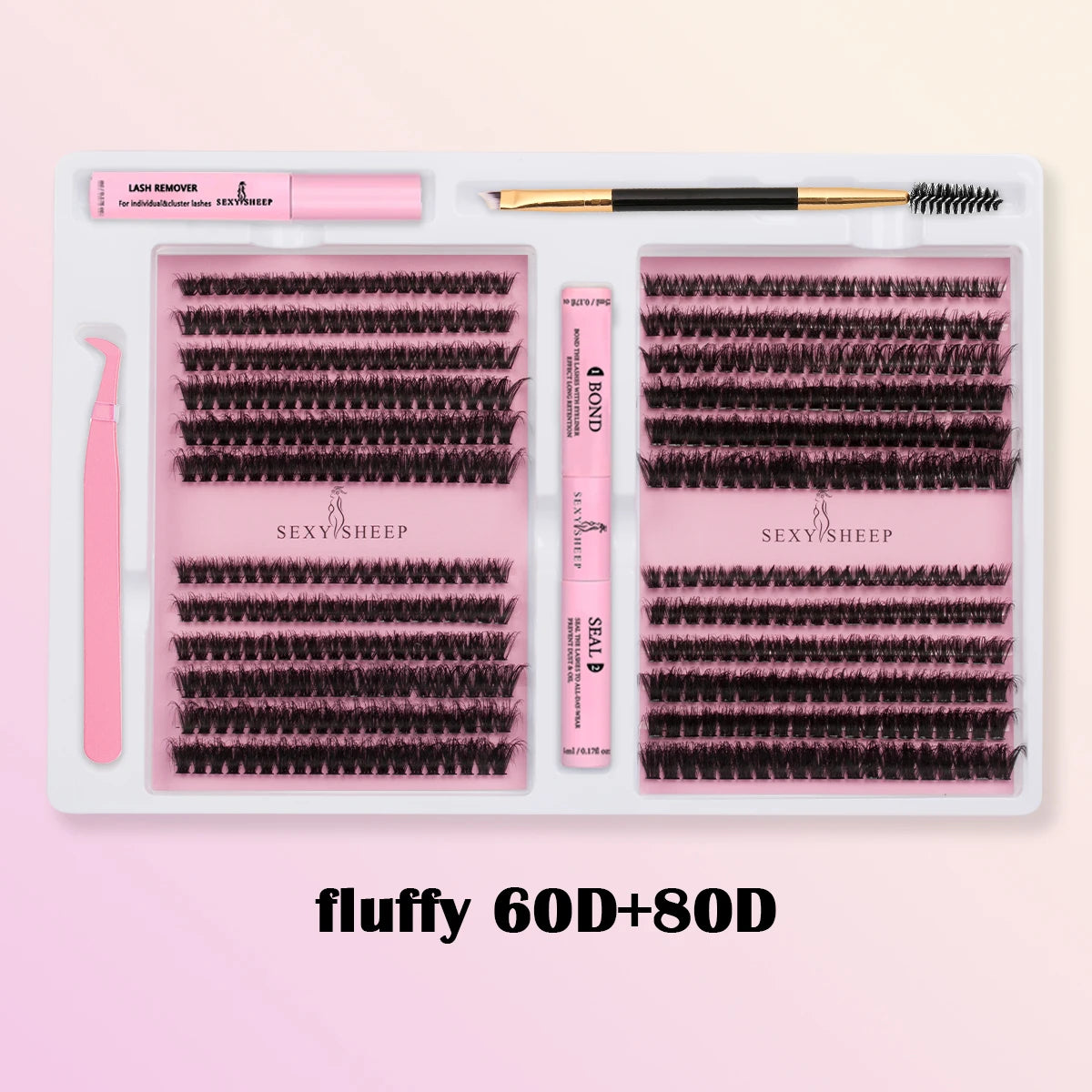 DIY False Eyelashes Clusters Extensions Individual Lashes Cluster Natural Segmented With glue,Remover,lash brush，tweezers - Glowing Love