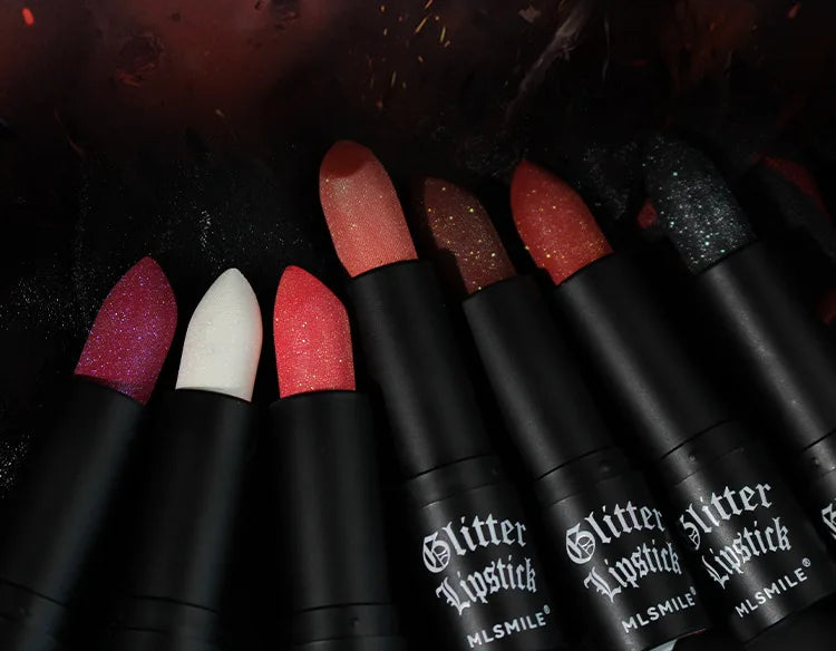 Waterproof Glitter Lipsticks Punk Style Nude Matte Not Fading Pearlescent Sexy Red Pink Velvet Lipsticks Lips Makeup Cosmetic