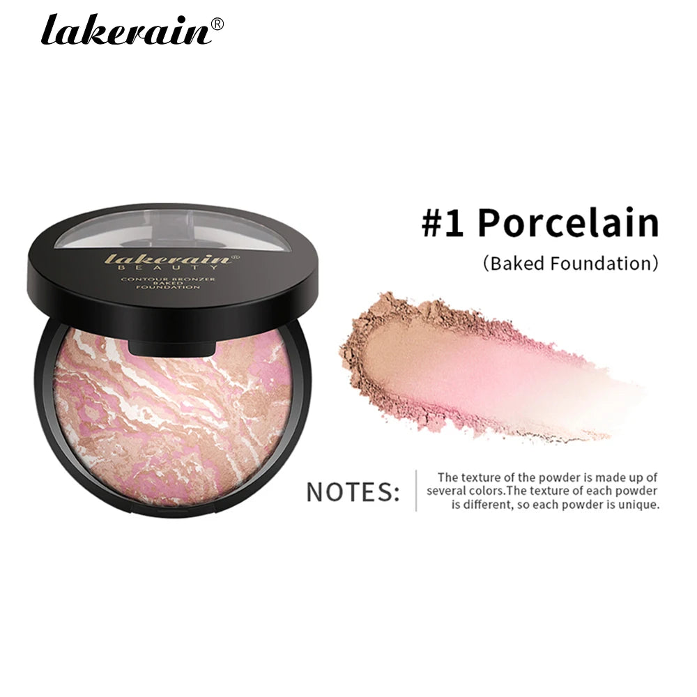 Lakerain Baked Powder Palette Color Correcting Powder Foundation Balance & Brighten Coverage Semi Matte Natural Finish 9g - Glowing Love