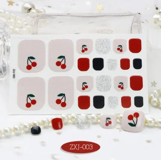 Toe Nail Art Sticker Tips Wraps Adhesive Decals Toenail Polish Strips DIY Pedicure Foot Decals Manicure Women - Glowing Love