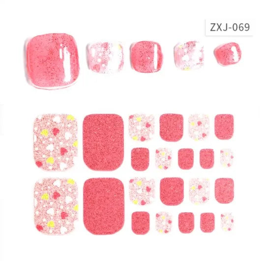 Toe Nail Art Sticker Tips Wraps Adhesive Decals Toenail Polish Strips DIY Pedicure Foot Decals Manicure Women - Glowing Love