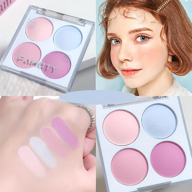 Candy Floss Blush Palette 4 Colors Matte Powder Blushes Waterproof Long-Lasting Coverage Pink, Purple, and Blue