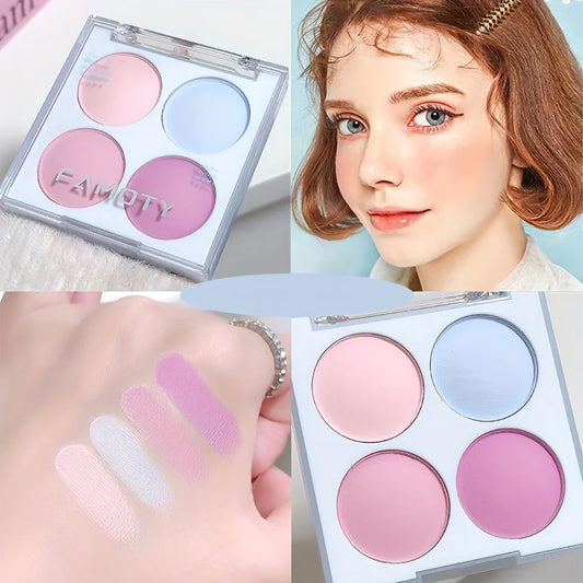 Candy Floss Blush Palette 4 Colors Matte Powder Blushes Waterproof Long-Lasting Coverage Pink, Purple, and Blue