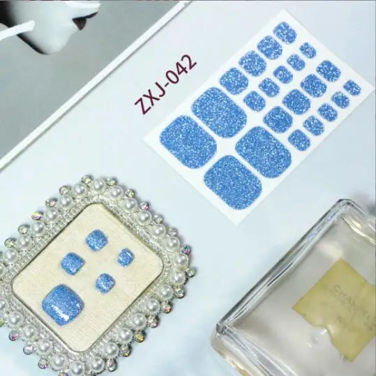 Toe Nail Art Sticker Tips Wraps Adhesive Decals Toenail Polish Strips DIY Pedicure Foot Decals Manicure Women