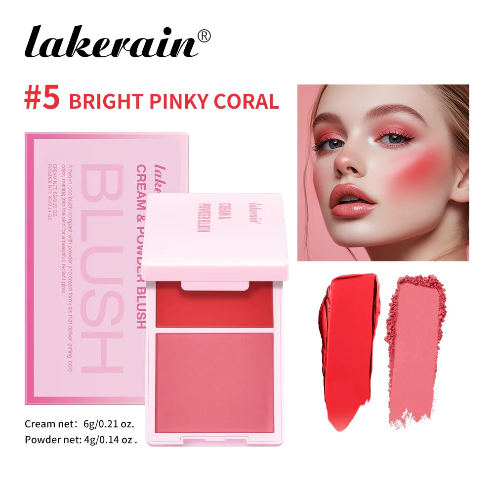 2-in-1 blush palette Natural and moist easy-to-color matte blush powder Facial blush Fine powder, easy to spread, easy to apply,