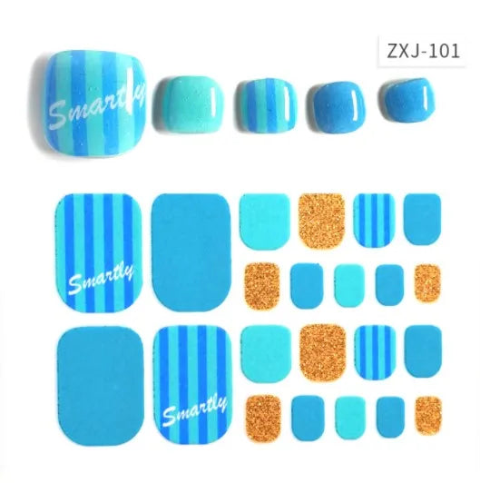 Toe Nail Art Sticker Tips Wraps Adhesive Decals Toenail Polish Strips DIY Pedicure Foot Decals Manicure Women