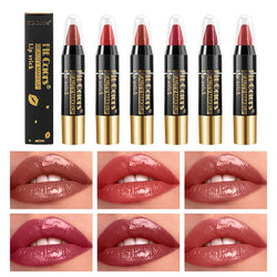 Fit Colors 6-Color Nourishing Lip Crayons - Velvet Finish, Hydrating, Non-Transfer, and Waterproof Lipsticks