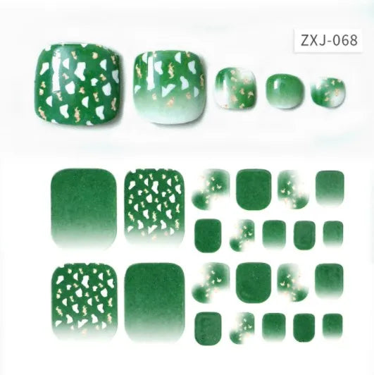 Toe Nail Art Sticker Tips Wraps Adhesive Decals Toenail Polish Strips DIY Pedicure Foot Decals Manicure Women - Glowing Love