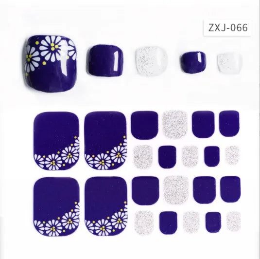 Toe Nail Art Sticker Tips Wraps Adhesive Decals Toenail Polish Strips DIY Pedicure Foot Decals Manicure Women