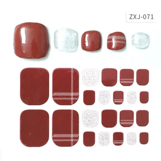Toe Nail Art Sticker Tips Wraps Adhesive Decals Toenail Polish Strips DIY Pedicure Foot Decals Manicure Women
