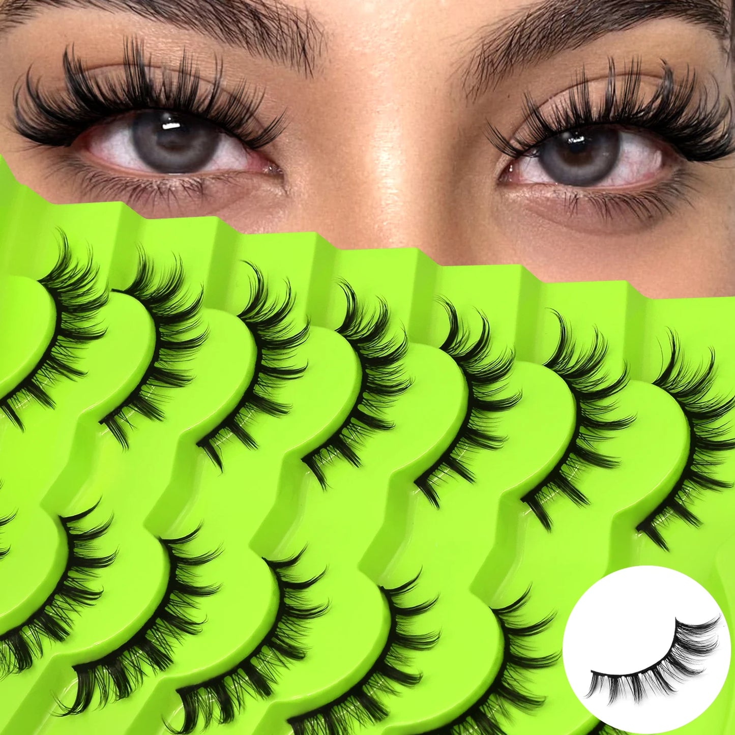 GROINNEYA Manga Lashes Eyes Lashes Soft Natural Long Eyelashes False Eyelashes Anime Wispy Strip Fake Lashes Makeup - Glowing Love