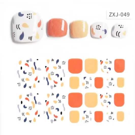 Toe Nail Art Sticker Tips Wraps Adhesive Decals Toenail Polish Strips DIY Pedicure Foot Decals Manicure Women