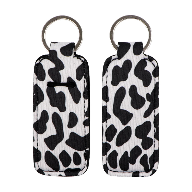 Leopard Print New Fashion Lipstick Holder Keychains Chapstick Holder Lip Balm Lipsticks Keyrings Bag Jewelry