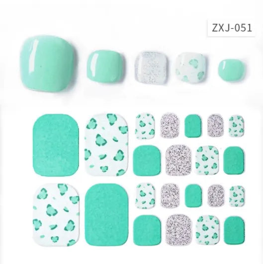 Toe Nail Art Sticker Tips Wraps Adhesive Decals Toenail Polish Strips DIY Pedicure Foot Decals Manicure Women - Glowing Love