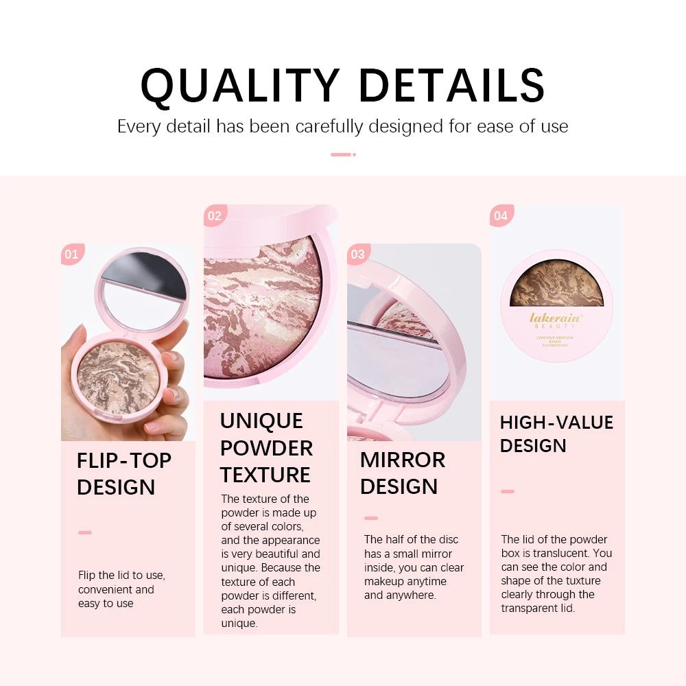 Demi Matte Baked Powder Palette Color Correcting Powder Foundation Brighten Coverage Oil Control Semi Matte Natural Finish Makeu - Glowing Love