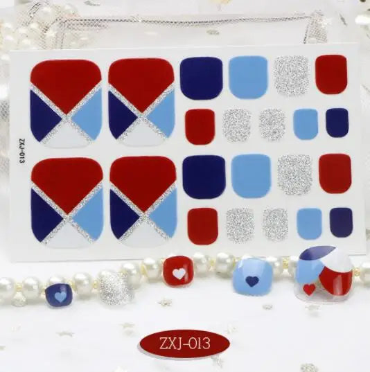 Toe Nail Art Sticker Tips Wraps Adhesive Decals Toenail Polish Strips DIY Pedicure Foot Decals Manicure Women - Glowing Love