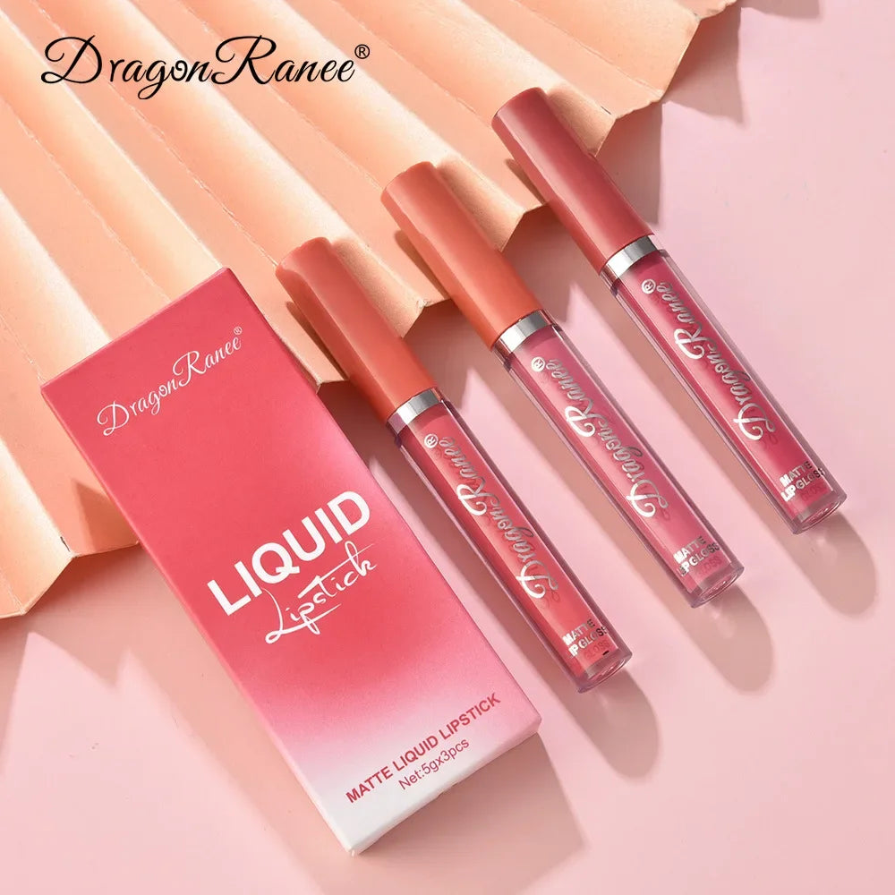 3 PCS Liquid Lipsticks Set Long Lasting Make Up For Women Korean Beauty Cosmetics Matte Lipsticks Waterproof Long lasting - Glowing Love