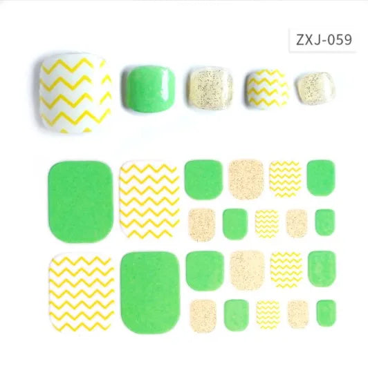Toe Nail Art Sticker Tips Wraps Adhesive Decals Toenail Polish Strips DIY Pedicure Foot Decals Manicure Women