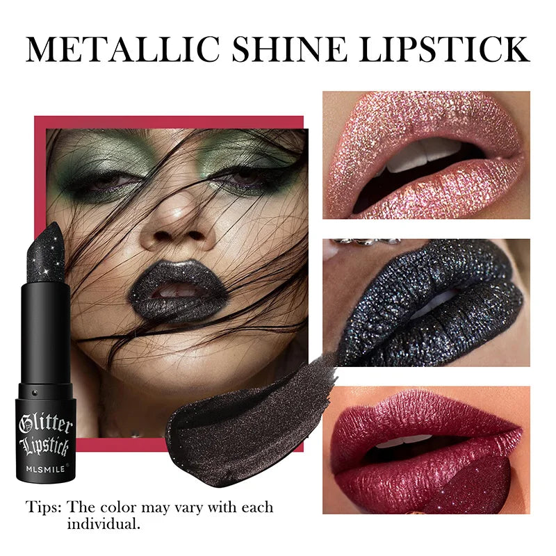 Waterproof Glitter Lipsticks Punk Style Nude Matte Not Fading Pearlescent Sexy Red Pink Velvet Lipsticks Lips Makeup Cosmetic - Glowing Love