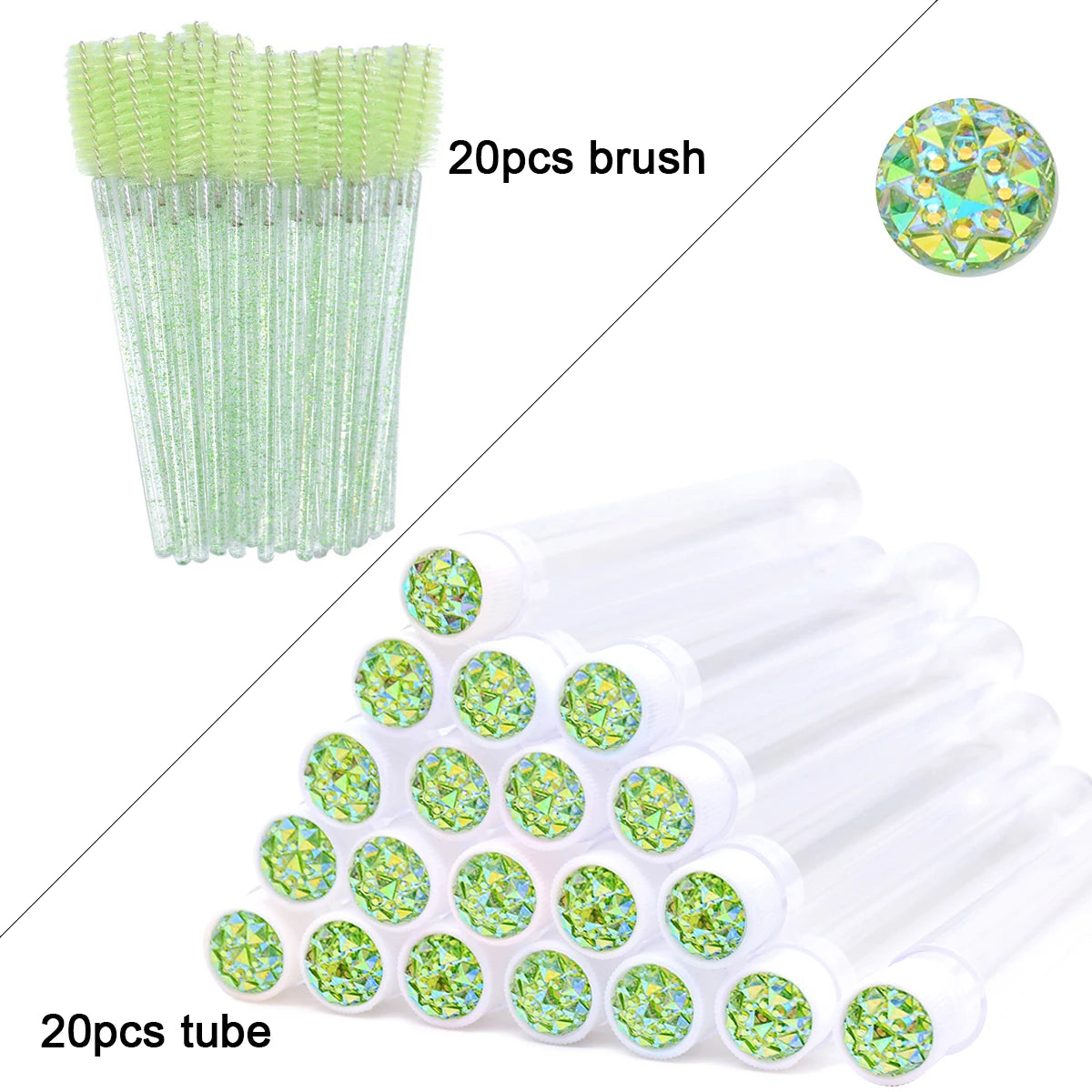 OKAYLASH 20Sets Eyelash Mascara Wands Tubes Reusable Glitter Eye Lash Brush Case Eyebrow Spoolie Comb Container Wholesale - Glowing Love