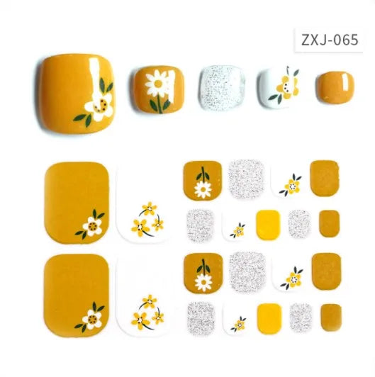 Toe Nail Art Sticker Tips Wraps Adhesive Decals Toenail Polish Strips DIY Pedicure Foot Decals Manicure Women - Glowing Love