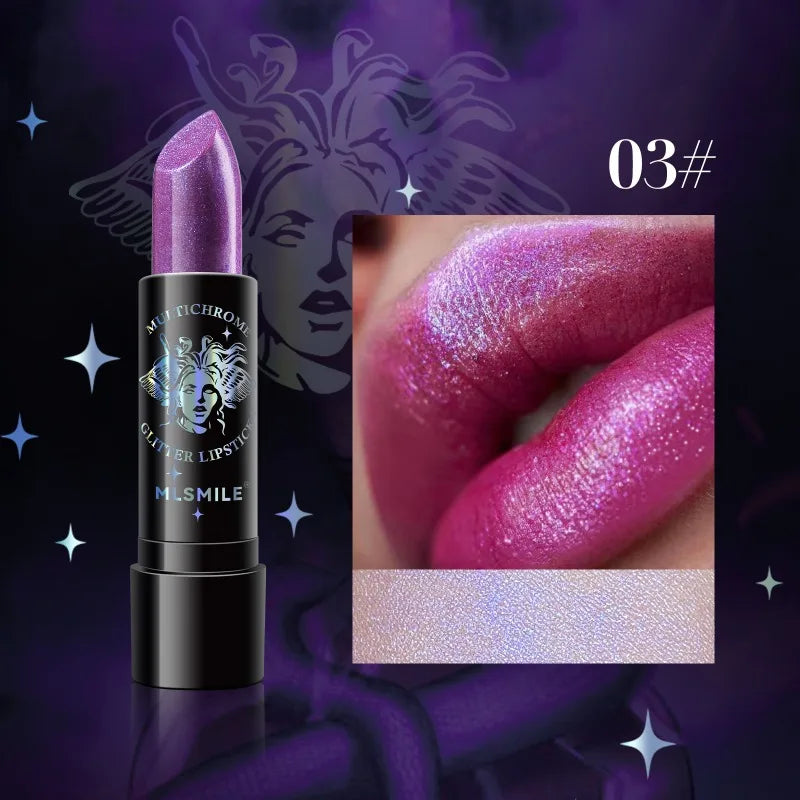 Pearly Lustre Diamond Lipstick Shiny Metallic Lipsticks Black Dark Red Lipsticks Matte Lasting Non-stick Cup Festival Lip Makeup