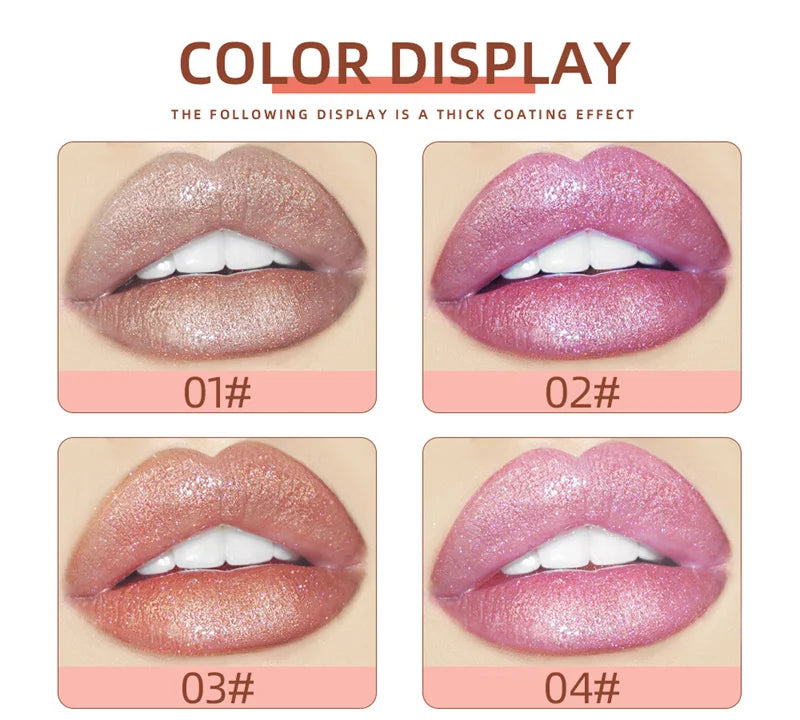 15 Colors Glitter Liquid Lipglaze Tint Laser Holographic Lipsticks Cosmetics Shiny Pigment Waterproof Makeup Women Lipglosses