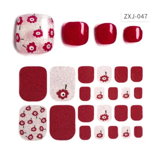 Toe Nail Art Sticker Tips Wraps Adhesive Decals Toenail Polish Strips DIY Pedicure Foot Decals Manicure Women