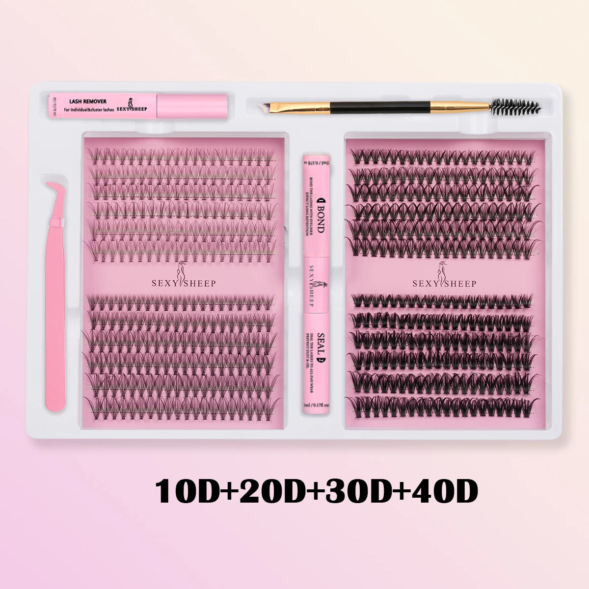 DIY False Eyelashes Clusters Extensions Individual Lashes Cluster Natural Segmented With glue,Remover,lash brush，tweezers - Glowing Love