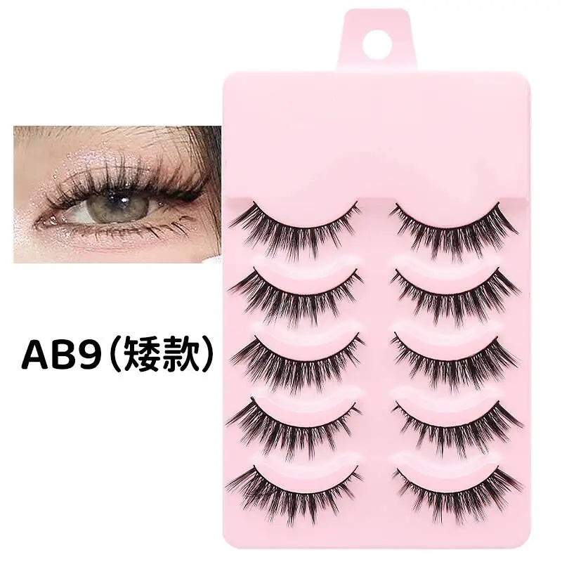 DINGSEN 5 Pairs Manga Lashes Eyes Lashes Soft Natural Long Eyelashes Fake Lashes Anime Wispy Strip False Eyelashes Makeup - Glowing Love