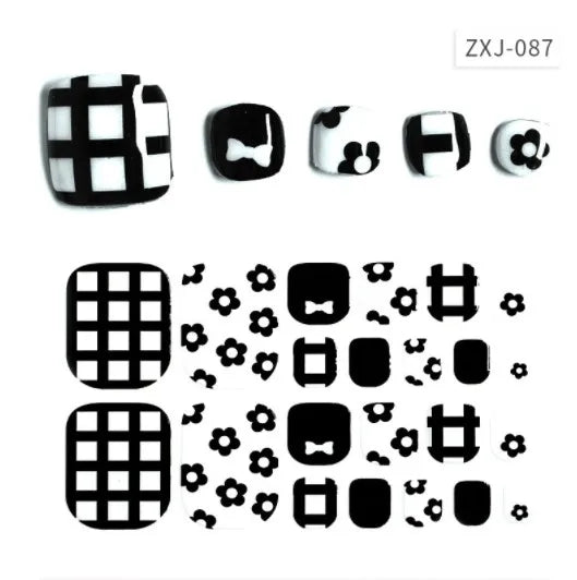 Toe Nail Art Sticker Tips Wraps Adhesive Decals Toenail Polish Strips DIY Pedicure Foot Decals Manicure Women