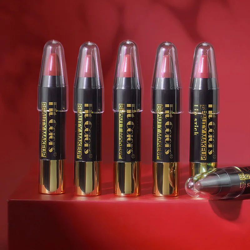 Fit Colors 6-Color Nourishing Lip Crayons - Velvet Finish, Hydrating, Non-Transfer, and Waterproof Lipsticks