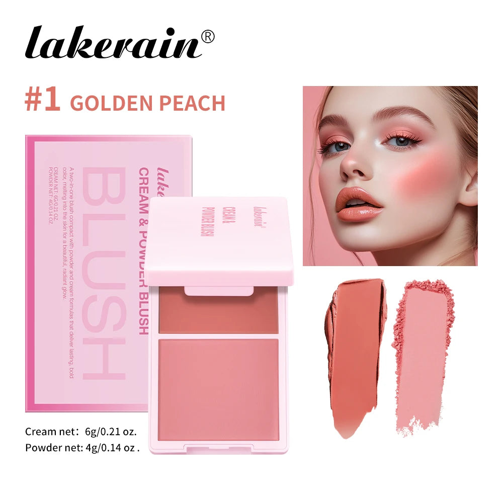 2-in-1 blush palette Natural and moist easy-to-color matte blush powder Facial blush Fine powder, easy to spread, easy to apply,