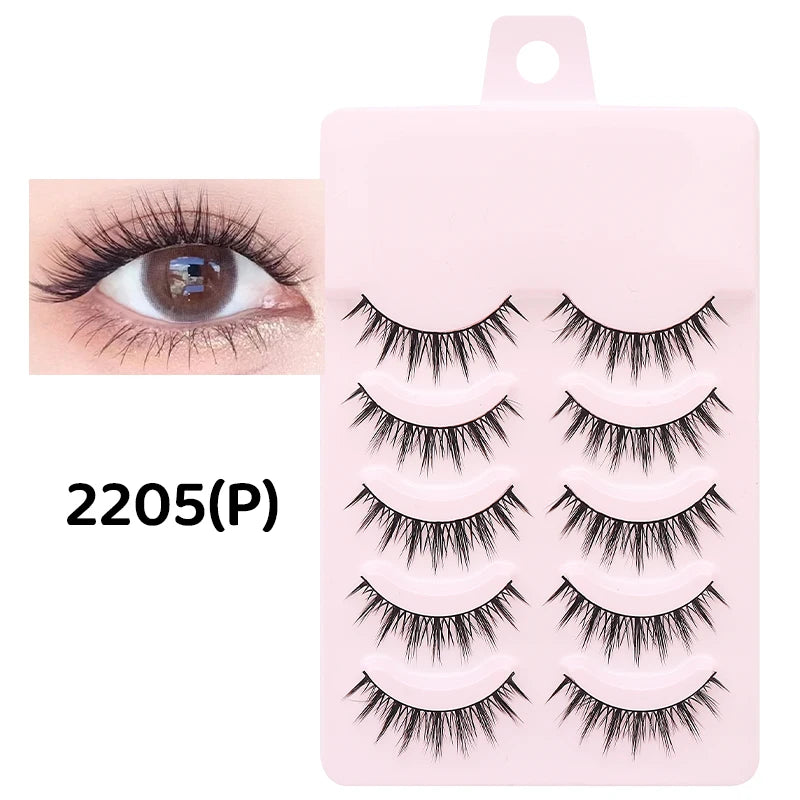 DINGSEN 5 Pairs Manga Lashes Eyes Lashes Soft Natural Long Eyelashes Fake Lashes Anime Wispy Strip False Eyelashes Makeup - Glowing Love