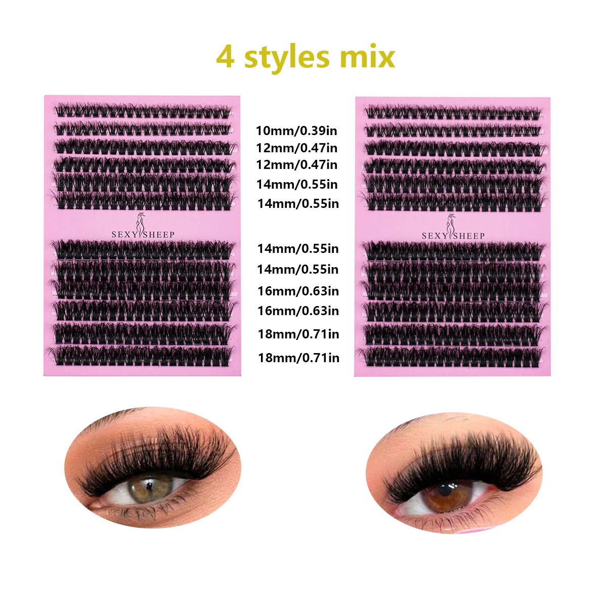 DIY False Eyelashes Clusters Extensions Individual Lashes Cluster Natural Segmented With glue,Remover,lash brush，tweezers - Glowing Love