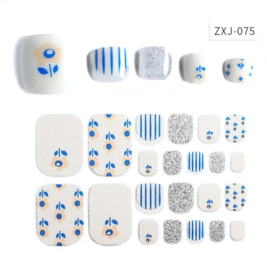 Toe Nail Art Sticker Tips Wraps Adhesive Decals Toenail Polish Strips DIY Pedicure Foot Decals Manicure Women