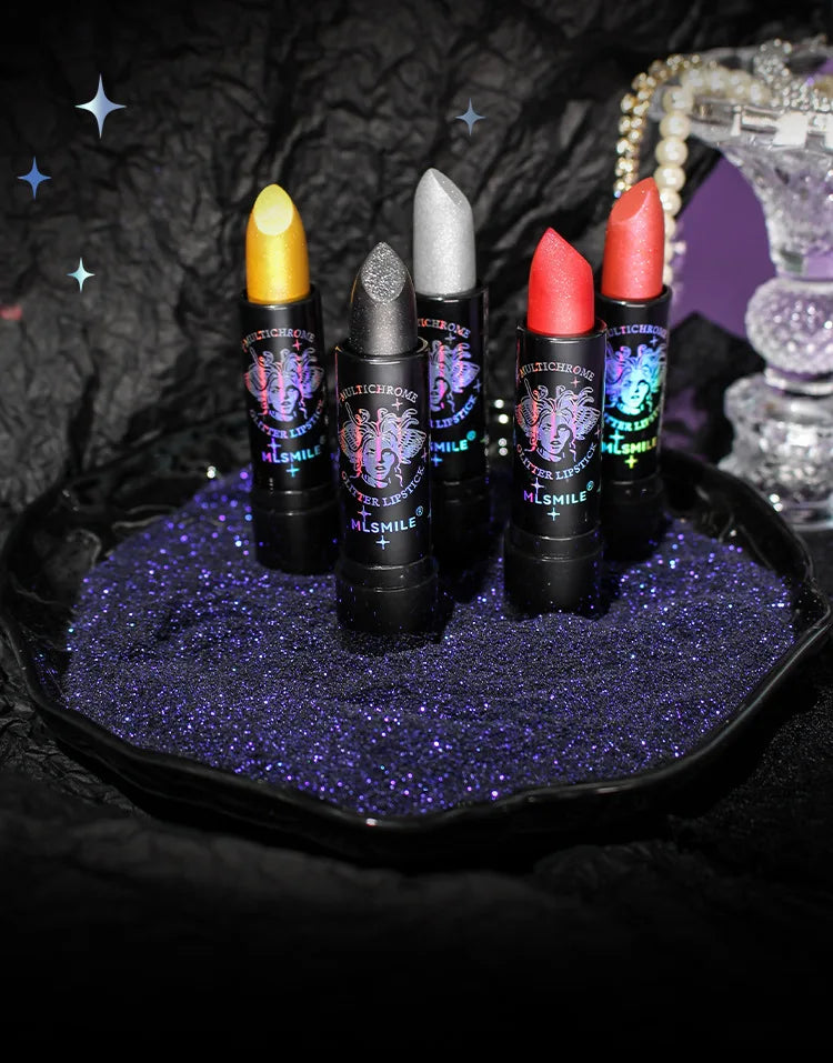 Pearly Lustre Diamond Lipstick Shiny Metallic Lipsticks Black Dark Red Lipsticks Matte Lasting Non-stick Cup Festival Lip Makeup - Glowing Love