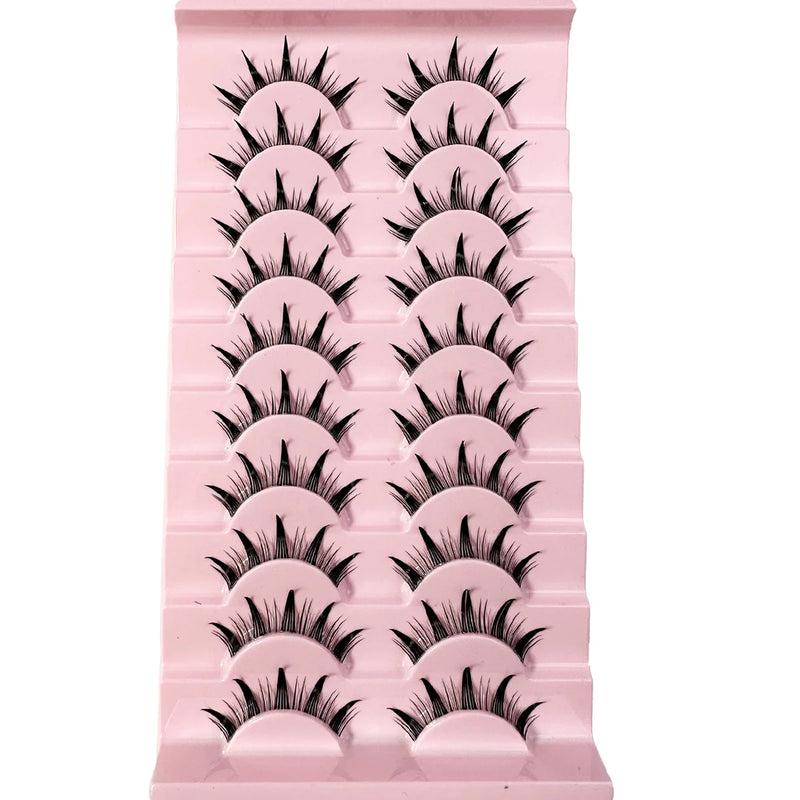 New 14/10/7/5Pairs Manga Lashes Natural Eyelashes Soft Cross Wispy Clear Band False Eyelashes Doll Eyes Lashes Cosplay Extension