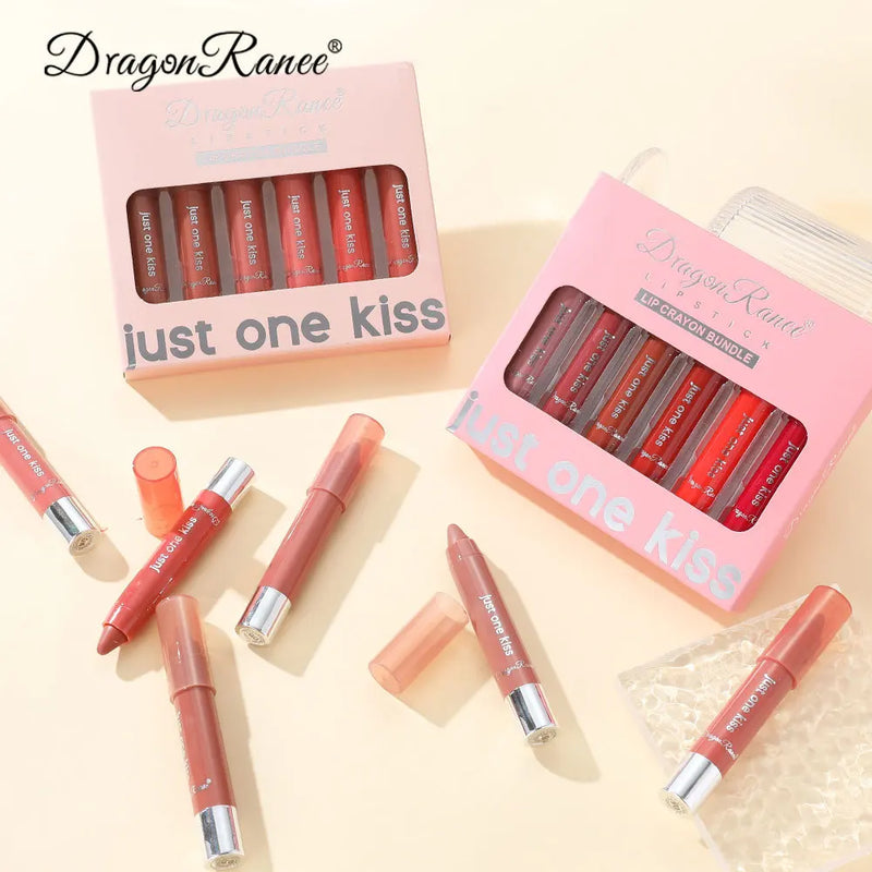 Dragon Ranee 6pcs/set Moisturising Crayon Lipsticks  Long-Lasting Moisturising Swivel Lipsticks Solid Lip Balm