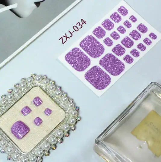 Toe Nail Art Sticker Tips Wraps Adhesive Decals Toenail Polish Strips DIY Pedicure Foot Decals Manicure Women - Glowing Love