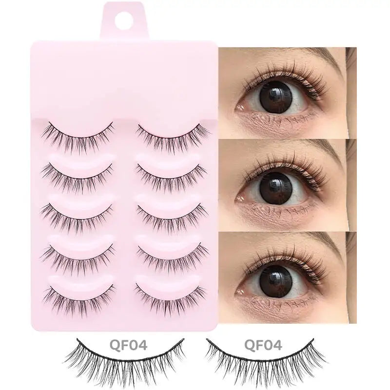 DINGSEN 5 Pairs Manga Lashes Eyes Lashes Soft Natural Long Eyelashes Fake Lashes Anime Wispy Strip False Eyelashes Makeup - Glowing Love