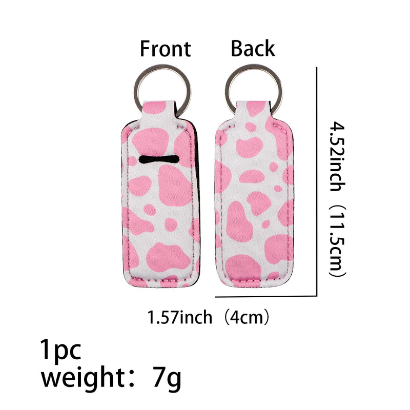 Leopard Print New Fashion Lipstick Holder Keychains Chapstick Holder Lip Balm Lipsticks Keyrings Bag Jewelry