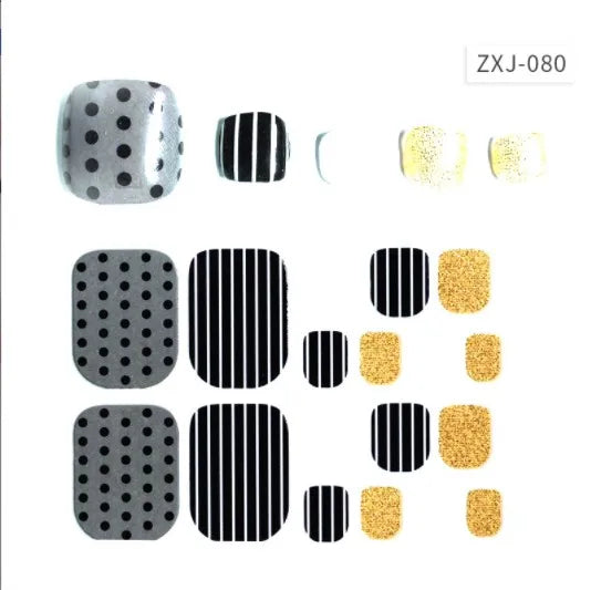 Toe Nail Art Sticker Tips Wraps Adhesive Decals Toenail Polish Strips DIY Pedicure Foot Decals Manicure Women