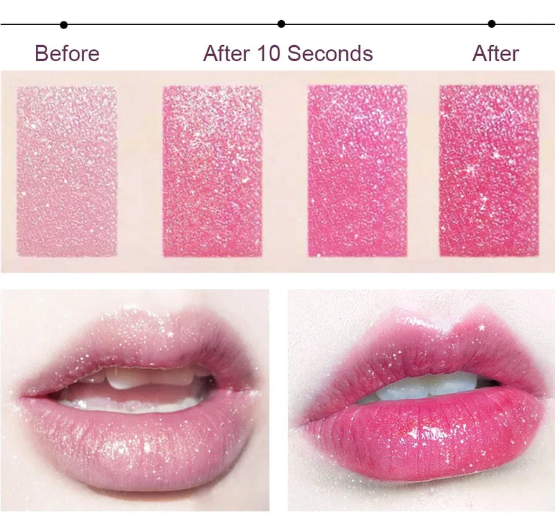 Diamond Temperature Color Changing Glitter Lipsticks Waterproof Longlasting Moisturizing Velvet Matte Lip Tint Sexy Lips Makeups