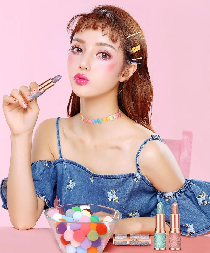 Diamond Temperature Color Changing Glitter Lipsticks Waterproof Longlasting Moisturizing Velvet Matte Lip Tint Sexy Lips Makeups