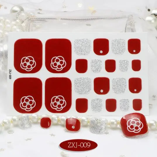 Toe Nail Art Sticker Tips Wraps Adhesive Decals Toenail Polish Strips DIY Pedicure Foot Decals Manicure Women - Glowing Love