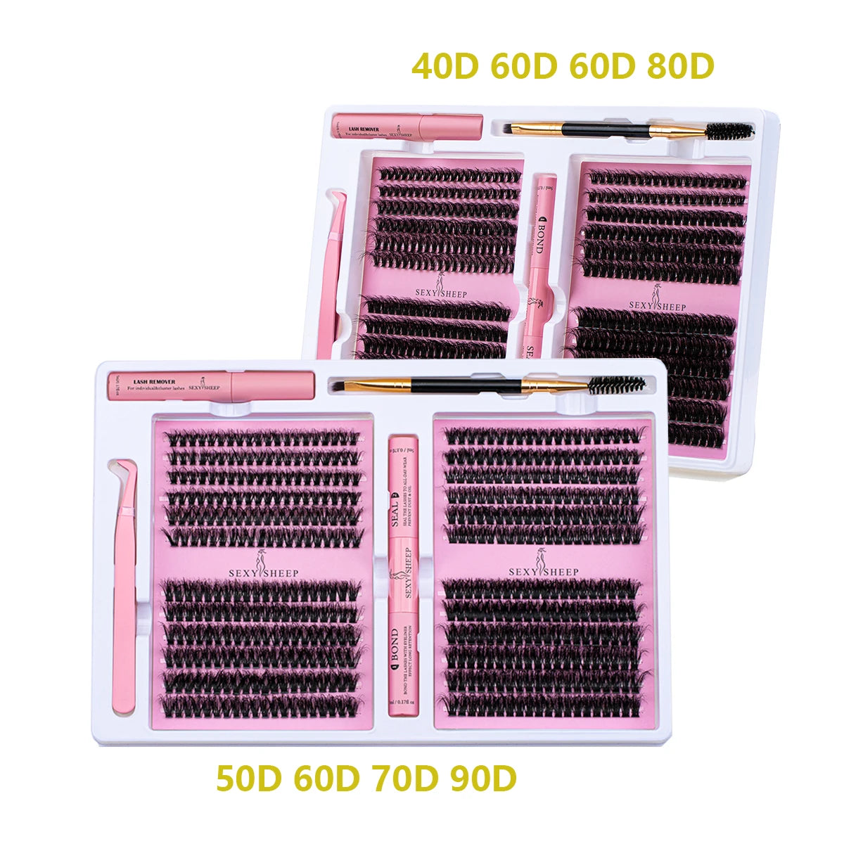 DIY False Eyelashes Clusters Extensions Individual Lashes Cluster Natural Segmented With glue,Remover,lash brush，tweezers - Glowing Love