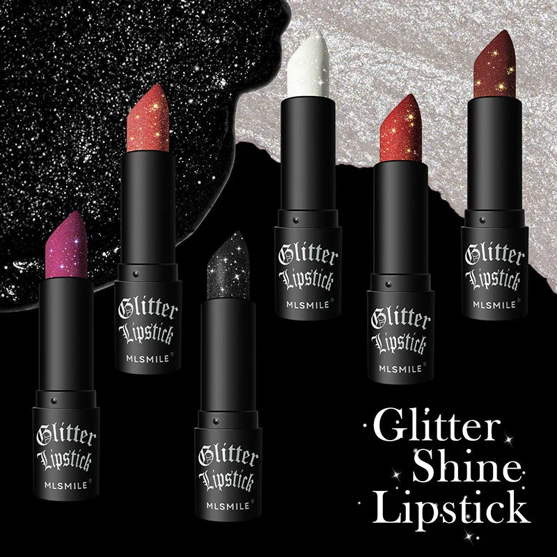 Waterproof Glitter Lipsticks Punk Style Nude Matte Not Fading Pearlescent Sexy Red Pink Velvet Lipsticks Lips Makeup Cosmetic - Glowing Love